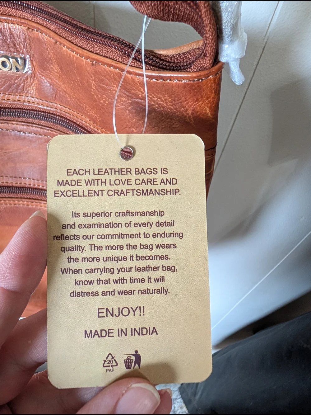 ESTALON Leather Brown Crossbody Purse.